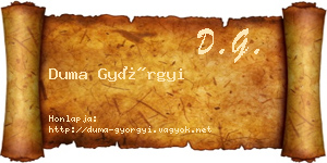 Duma Györgyi névjegykártya